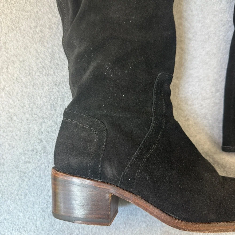 Coach Palmera 2‎ Over The Knee Boots Suede Leather Gold Zipper Buckle Black 8B